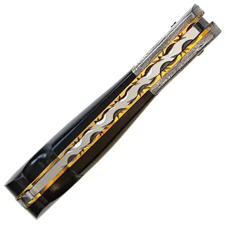 Auerbach Damastmesser Damaszener Stahl Horn "Arthur" Taschenmesser